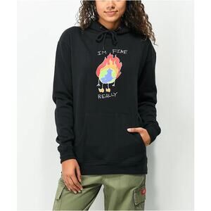 A-Lab Black Jasmine "I'm Fine" The World Burning Sweatshirt Hoodie Women's M